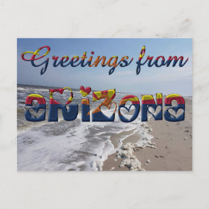 Greetings from Arizona State Flag Hearts USA Postcard
