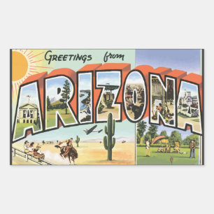 Greetings From Arizona, Vintage Rectangular Sticker