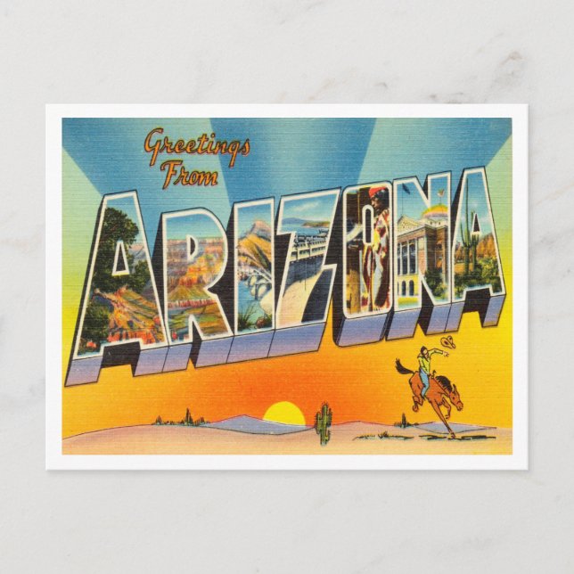 Greetings from Arizona Vintage Travel Postcard (Front)