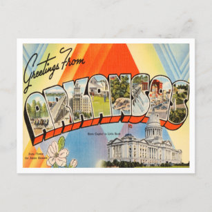 Greetings from Arkansas Vintage Travel Postcard
