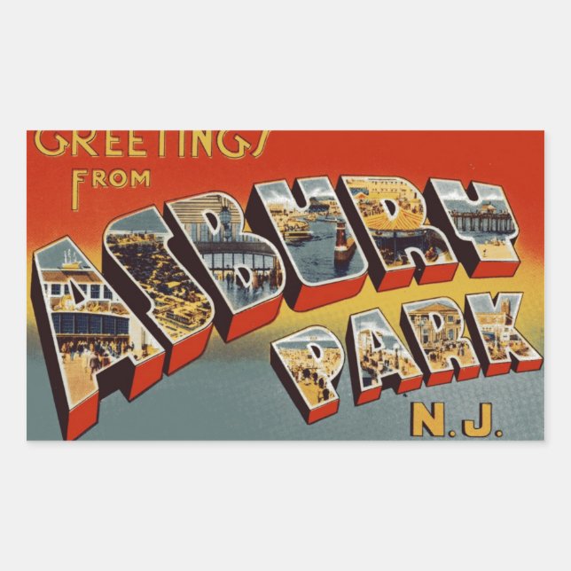 Greetings from Asbury Park Rectangular Sticker (Front)