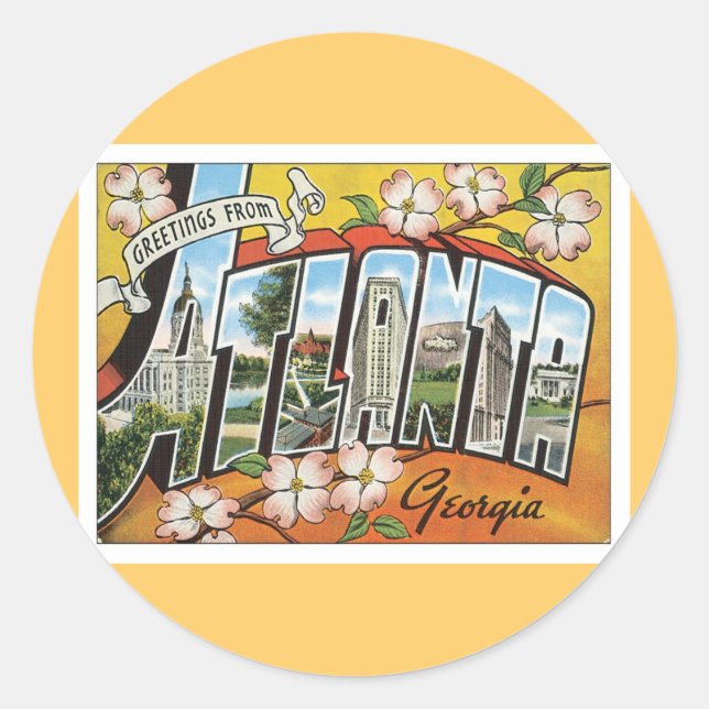 Greetings From Atlanta Classic Round Sticker (Front)