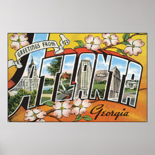 Greetings From Atlanta Georgia, Vintage Poster