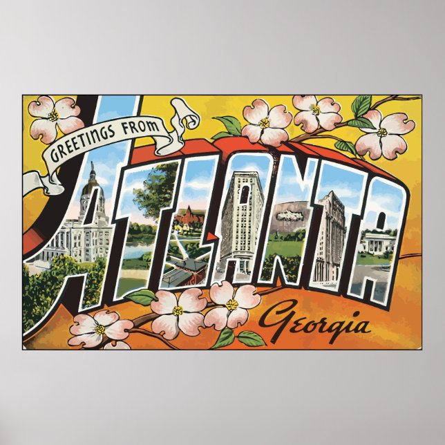 Greetings From Atlanta Georgia, Vintage Poster (Front)