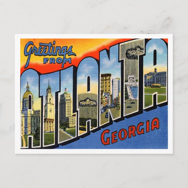 Greetings from Atlanta, Georgia Vintage Travel Postcard (Front)