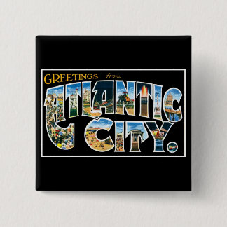 Greetings from Atlantic City! 15 Cm Square Badge