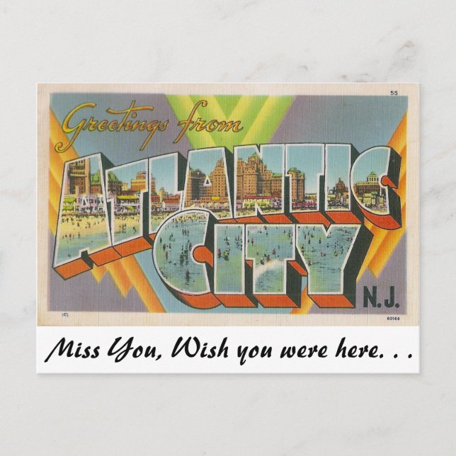 Greetings from Atlantic City, New Jersey Postcard (Front)