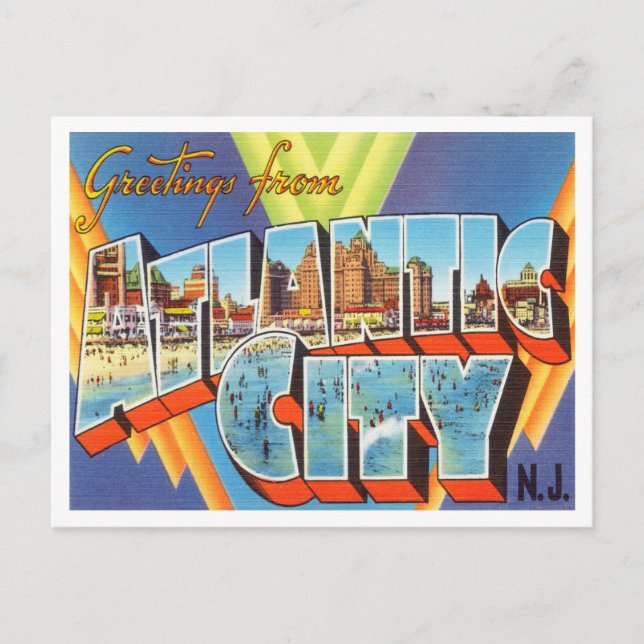 Greetings from Atlantic City, New Jersey Travel Postcard (Front)