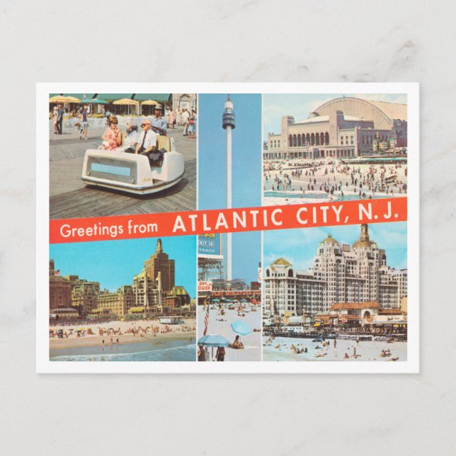 Greetings from Atlantic City, New Jersey Travel Postcard (Front)