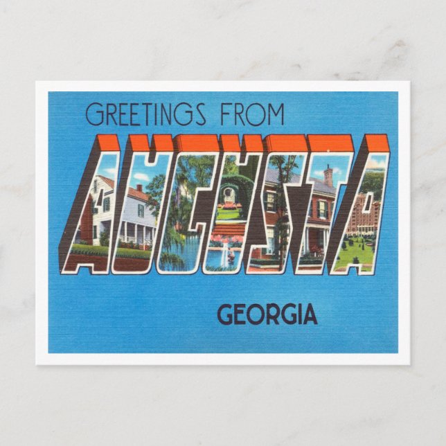 Greetings from Augusta, Georgia Vintage Travel Postcard (Front)