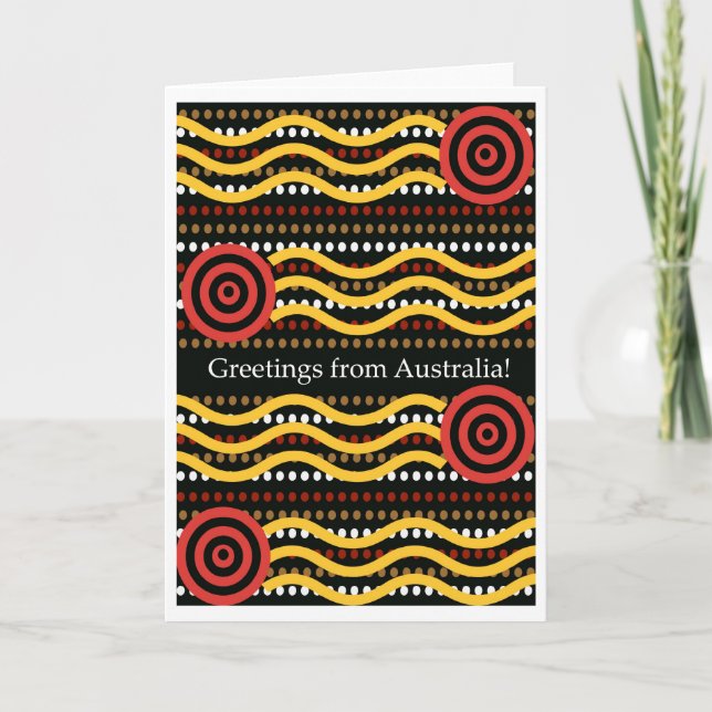 Greetings from Australia, Aboriginal Dot Painting Card (Front)