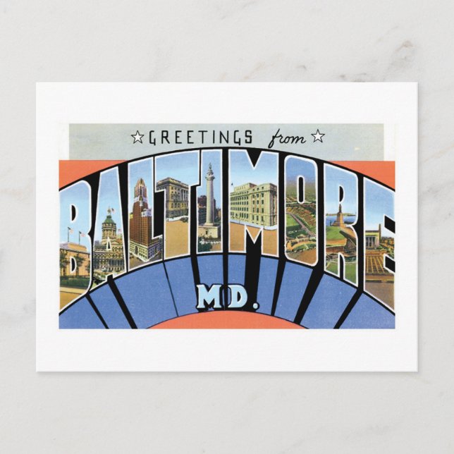 Greetings from Baltimore, Maryland Postcard (Front)
