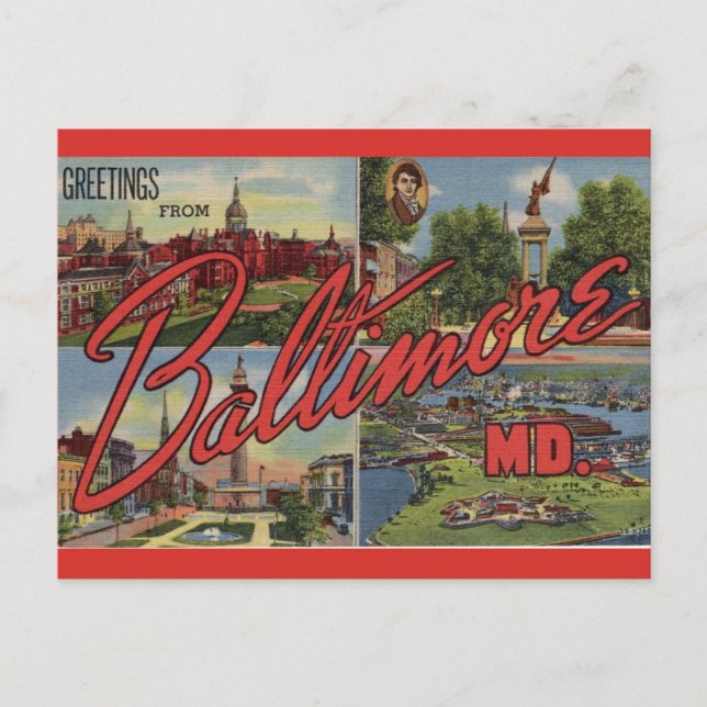 Greetings from Baltimore MD Postcard (Front)