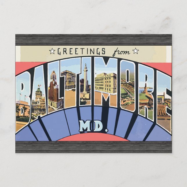 Greetings From Baltimore Md., Vintage Postcard (Front)