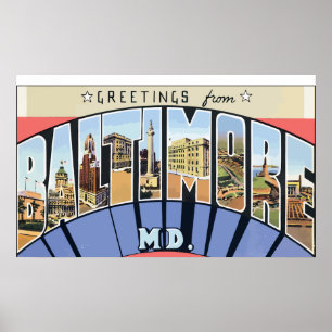 Greetings From Baltimore Md., Vintage Poster