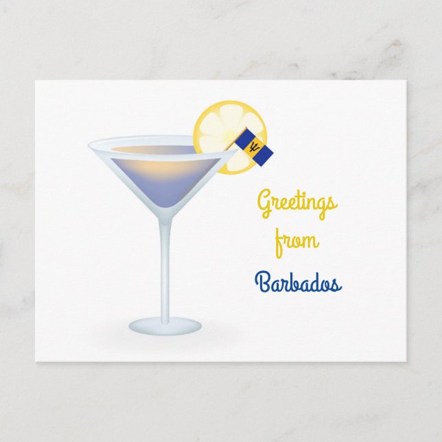 Greetings From Barbados Cocktail Holiday Card (Front)