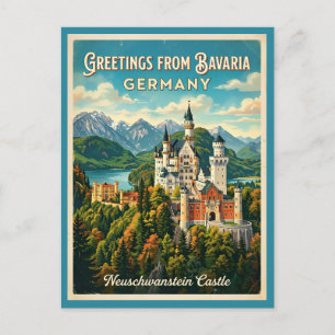 Greetings from Bavaria Germany Neuschwanstein Postcard