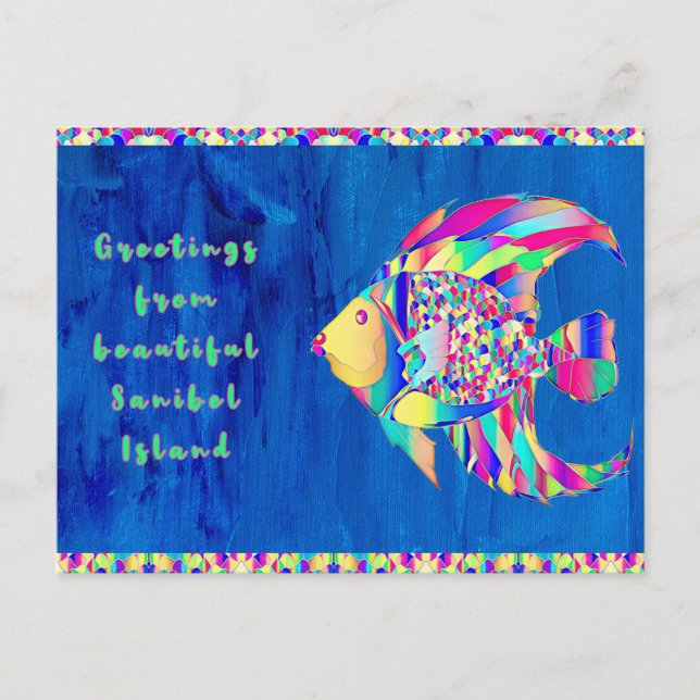 Greetings from Beautiful Sanibel Island Fancy Fish Postcard (Front)
