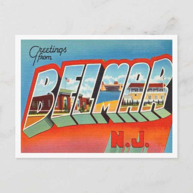 Greetings from Belmar, New Jersey Vintage Travel Postcard (Front)