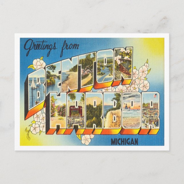 Greetings from Benton Harbour, Michigan Travel Postcard (Front)