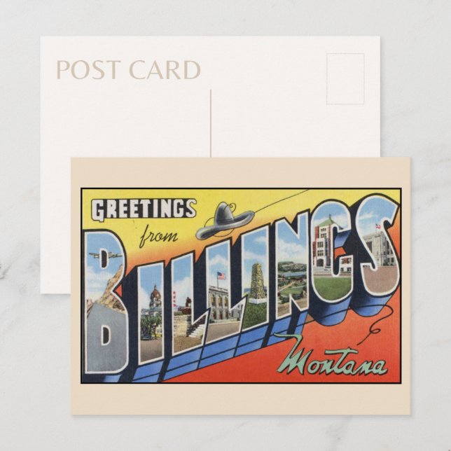Greetings from Billings Montana Postcard (Front/Back)