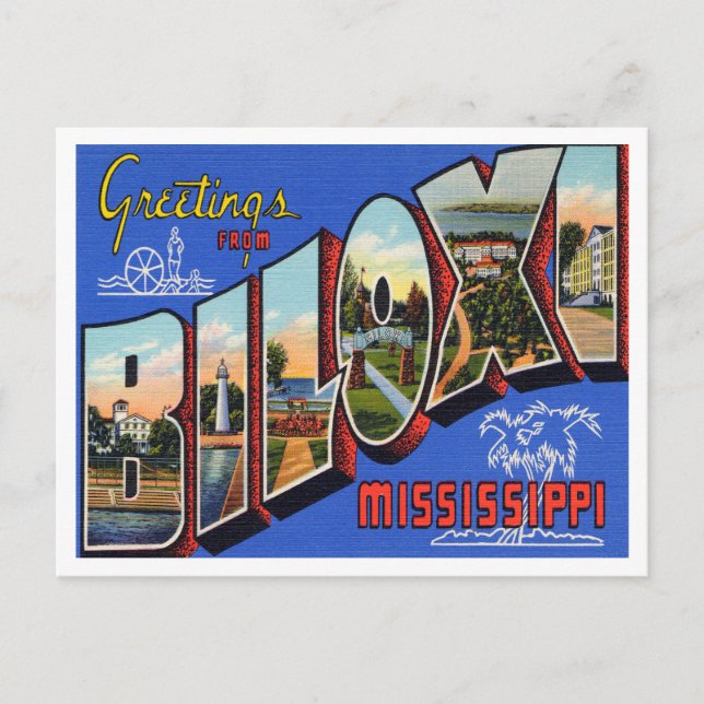 Greetings from Biloxi, Mississippi Vintage Travel Postcard (Front)