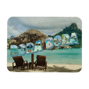 Greetings from Bora Bora vintage card Magnet