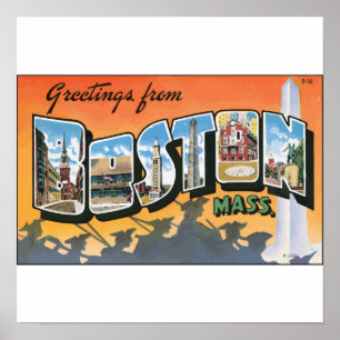 Greetings From Boston Mass., Vintage Poster