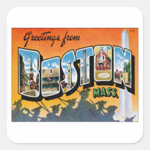 Greetings From Boston Massachusetts Square Sticker