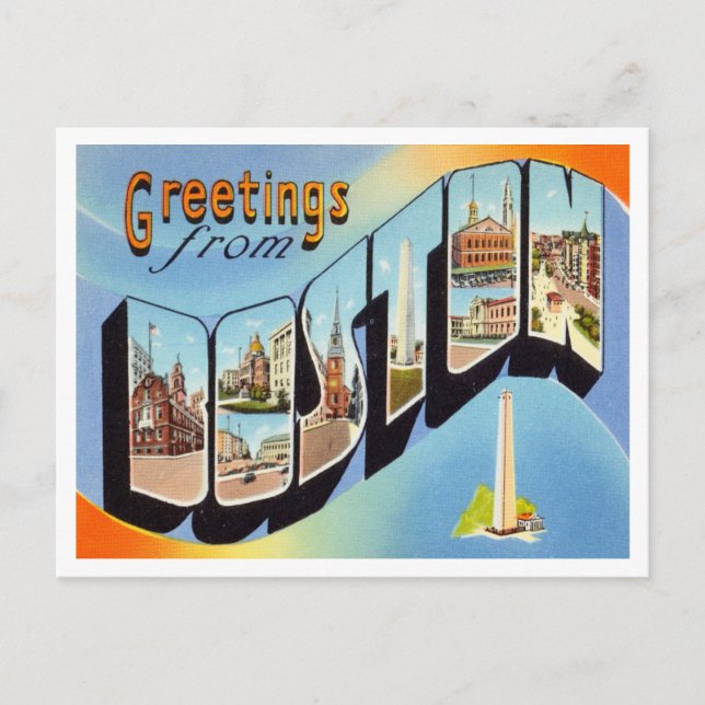 Greetings from Boston, Massachusetts Travel Postcard (Front)