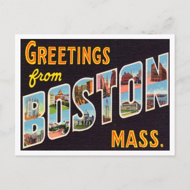 Greetings from Boston, Massachusetts Travel Postcard (Front)