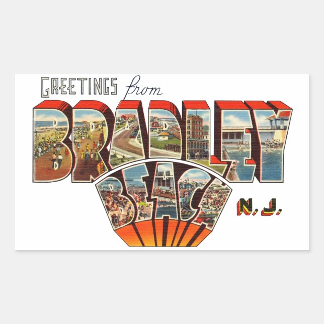 Greetings from Bradley Beach New Jersey Rectangular Sticker (Front)