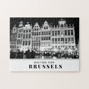 Greetings from Brussels Black & White Photo Jigsaw Puzzle