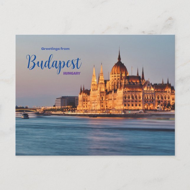 Greetings from Budapest Hungary Coastal Postcard  (Front)