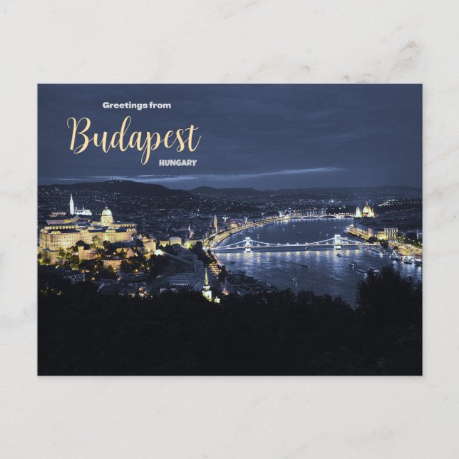 Greetings from Budapest Hungary Scenic Postcard   (Front)