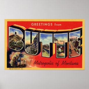 Greetings from Butte Metropolis of Montana Poster