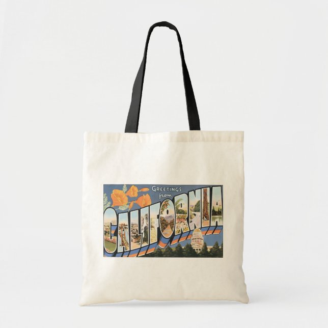 Greetings From California, Vintage Tote Bag (Front)