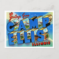 Greetings from Camp Ellis, Illinois Vintage Travel