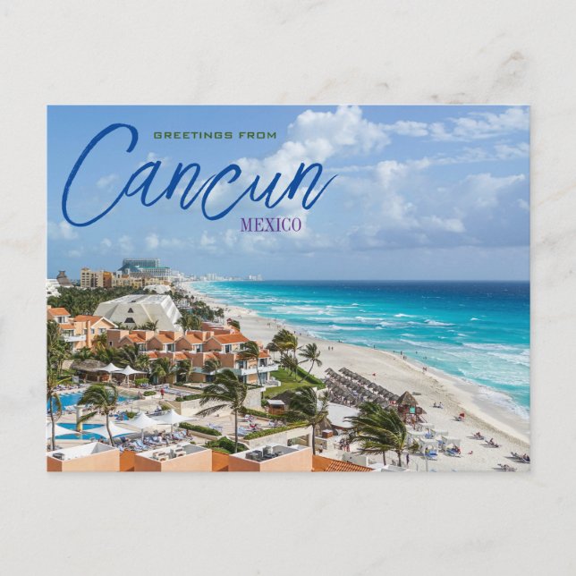 Greetings from Cancun Mexico Scenic Postcard (Front)