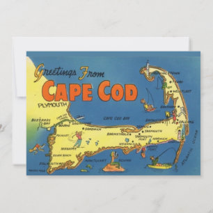 Greetings From Cape Cod 5x7 Map Postcard