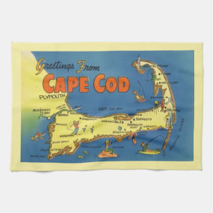 Greetings From Cape Cod Map Tea Towel