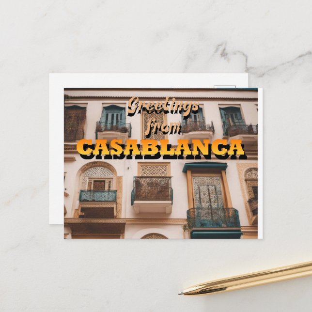 Greetings from CASABLANCA Postcard (Front/Back In Situ)