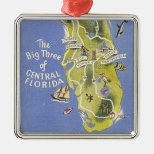 Greetings from Central Florida Card Metal Tree Decoration