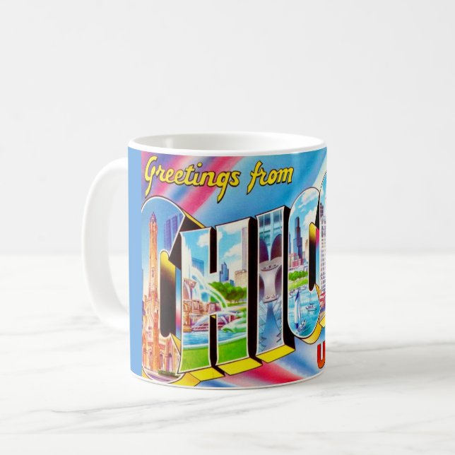  Greetings from Chicago Crazy Colourful Mug (Front Left)