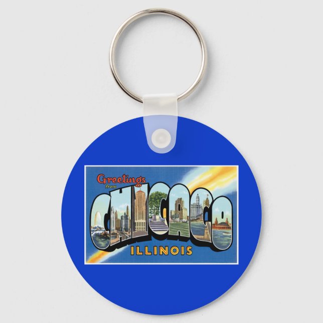 Greetings from Chicago, Illinois! Key Ring (Front)