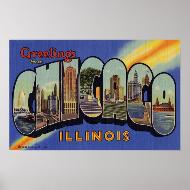 Greetings from Chicago Illinois Poster (Front)