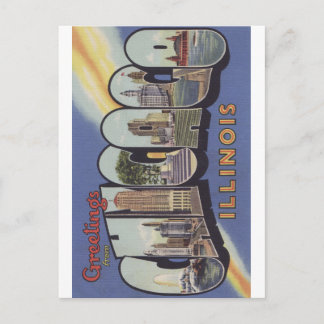 Greetings from Chicago Large Letter vintage theme Postcard