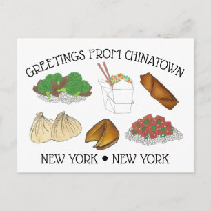 Greetings from Chinatown New York City NYC Foods Postcard
