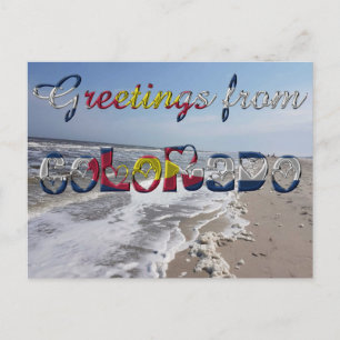 Greetings from Colorado State Flag Hearts USA Postcard