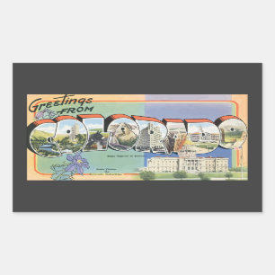 Greetings From Colorado, Vintage Rectangular Sticker